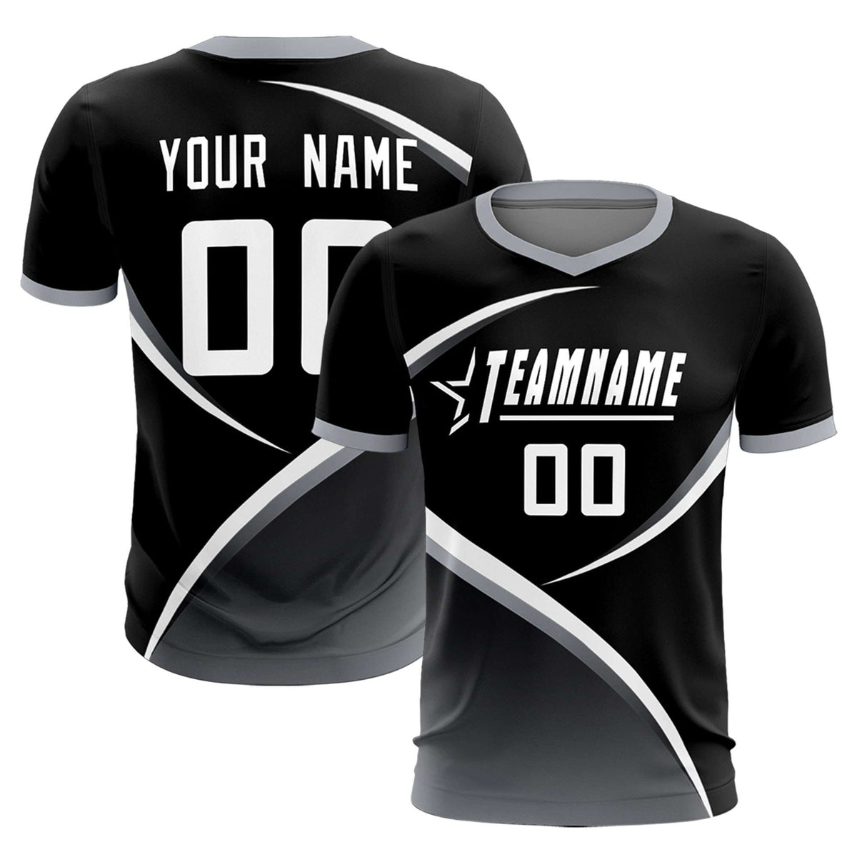 Custom Black Gray Color Block Training Uniform For Men Soccer Sets Jersey