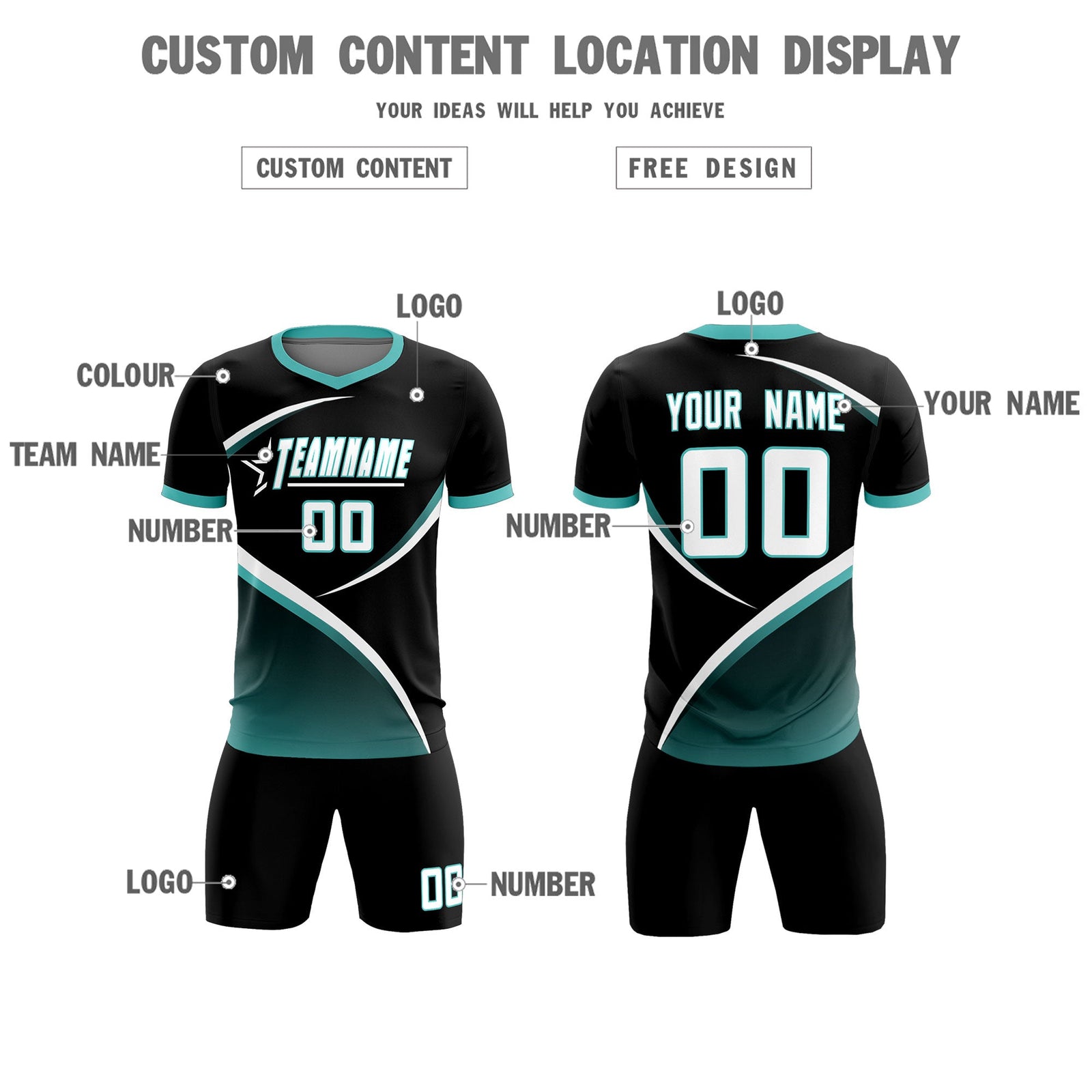 Custom Black Bright Green Color Block Training Uniform For Men Soccer Sets Jersey