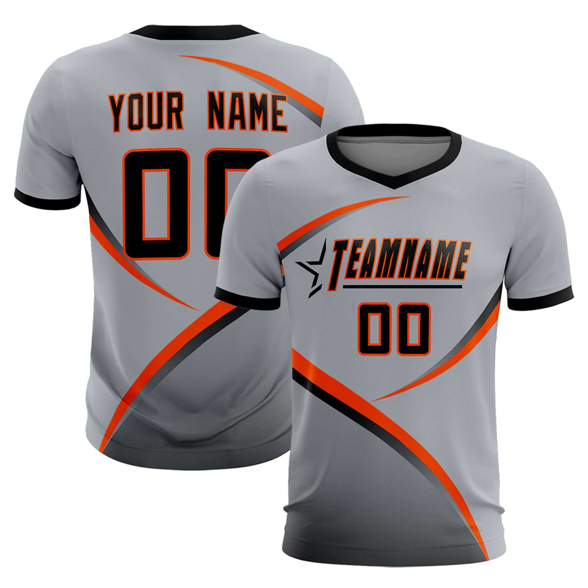 Custom Gray Black Color Block Training Uniform For Men Soccer Sets Jersey