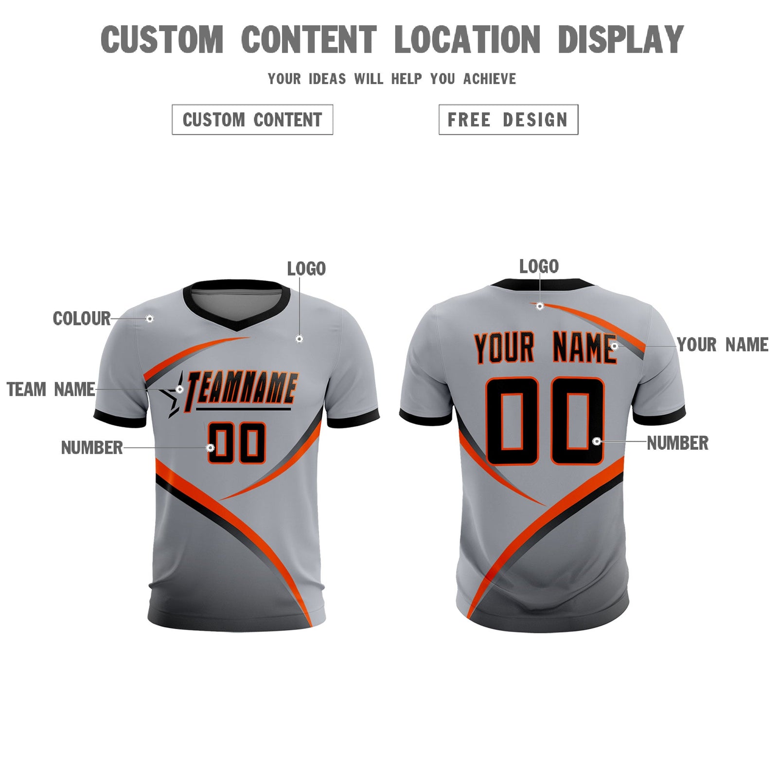 Custom Gray Black Color Block Training Uniform For Men Soccer Sets Jersey