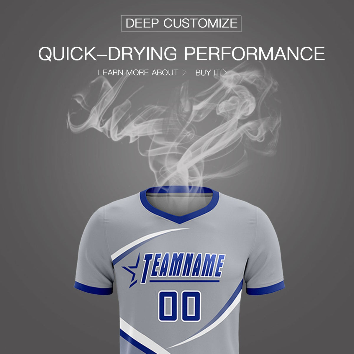 Custom Gray Royal Color Block Training Uniform For Men Soccer Sets Jersey