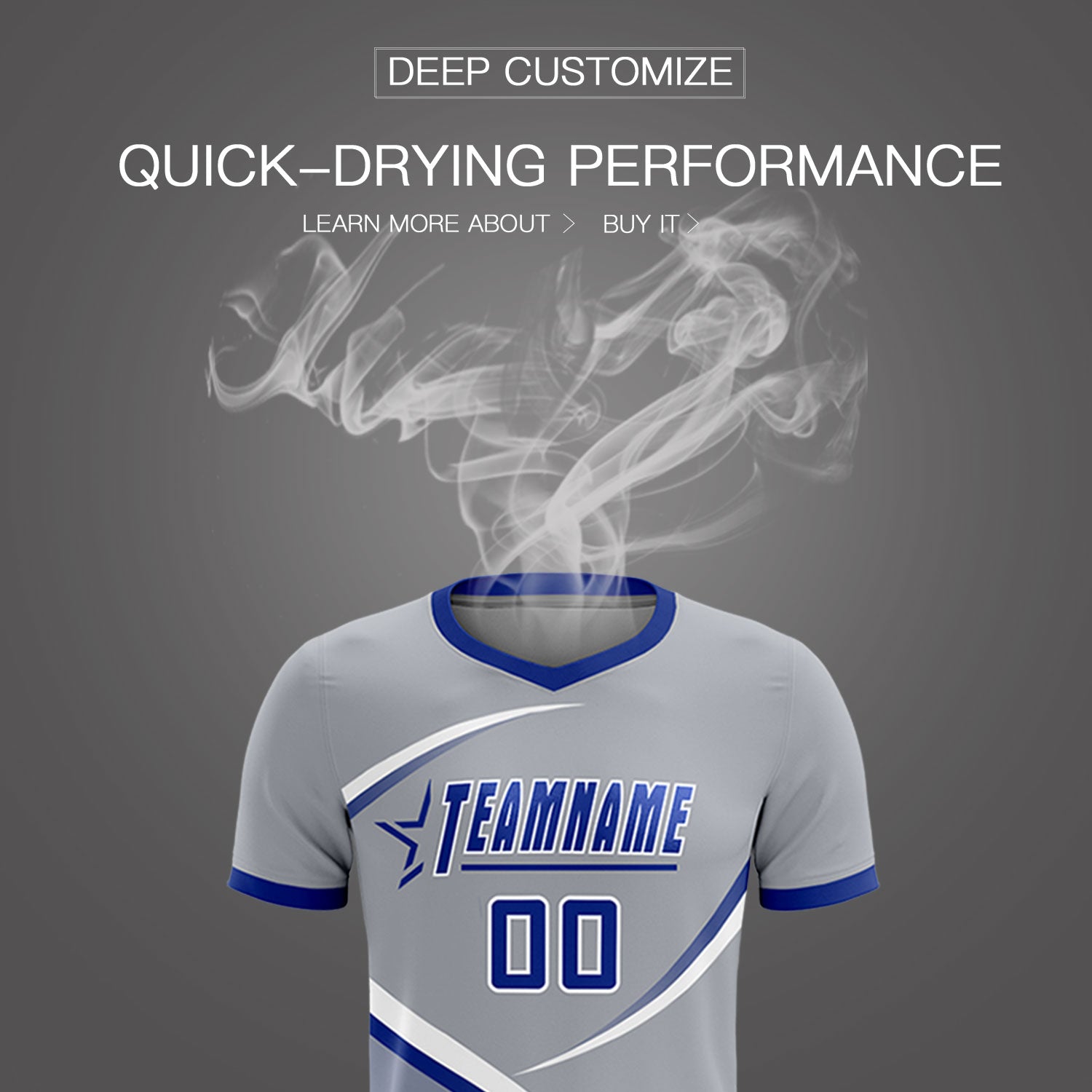 Custom Gray Royal Color Block Training Uniform For Men Soccer Sets Jersey