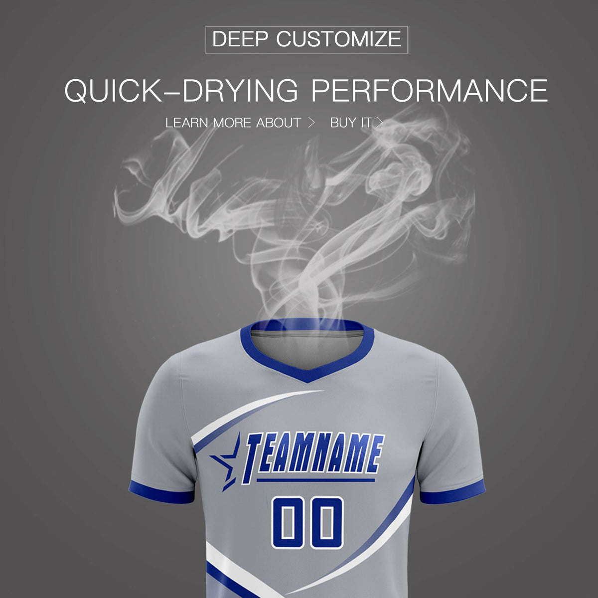 Custom Gray Royal Color Block Training Uniform For Men Soccer Sets Jersey