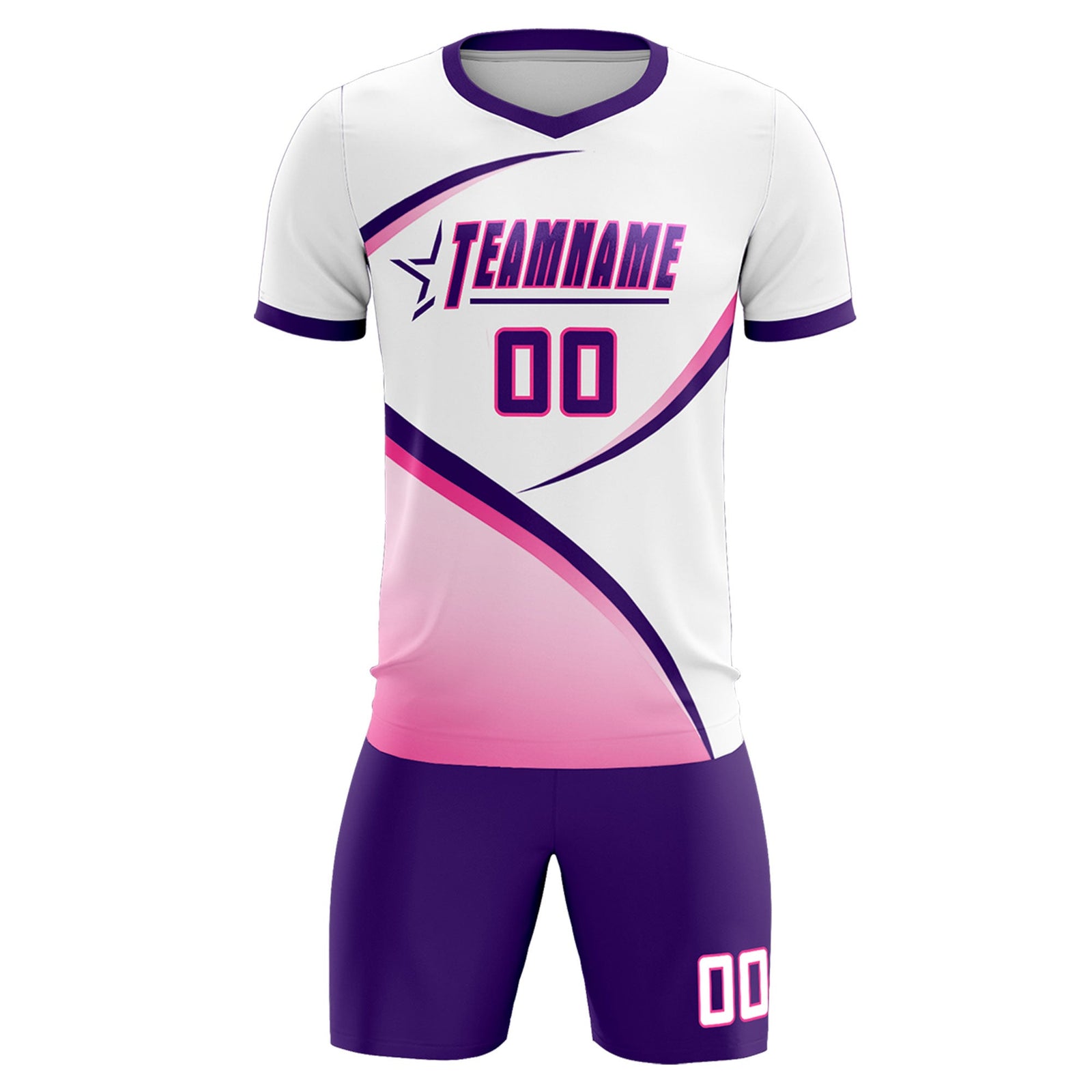 Custom White Purple Color Block Training Uniform For Men Soccer Sets Jersey