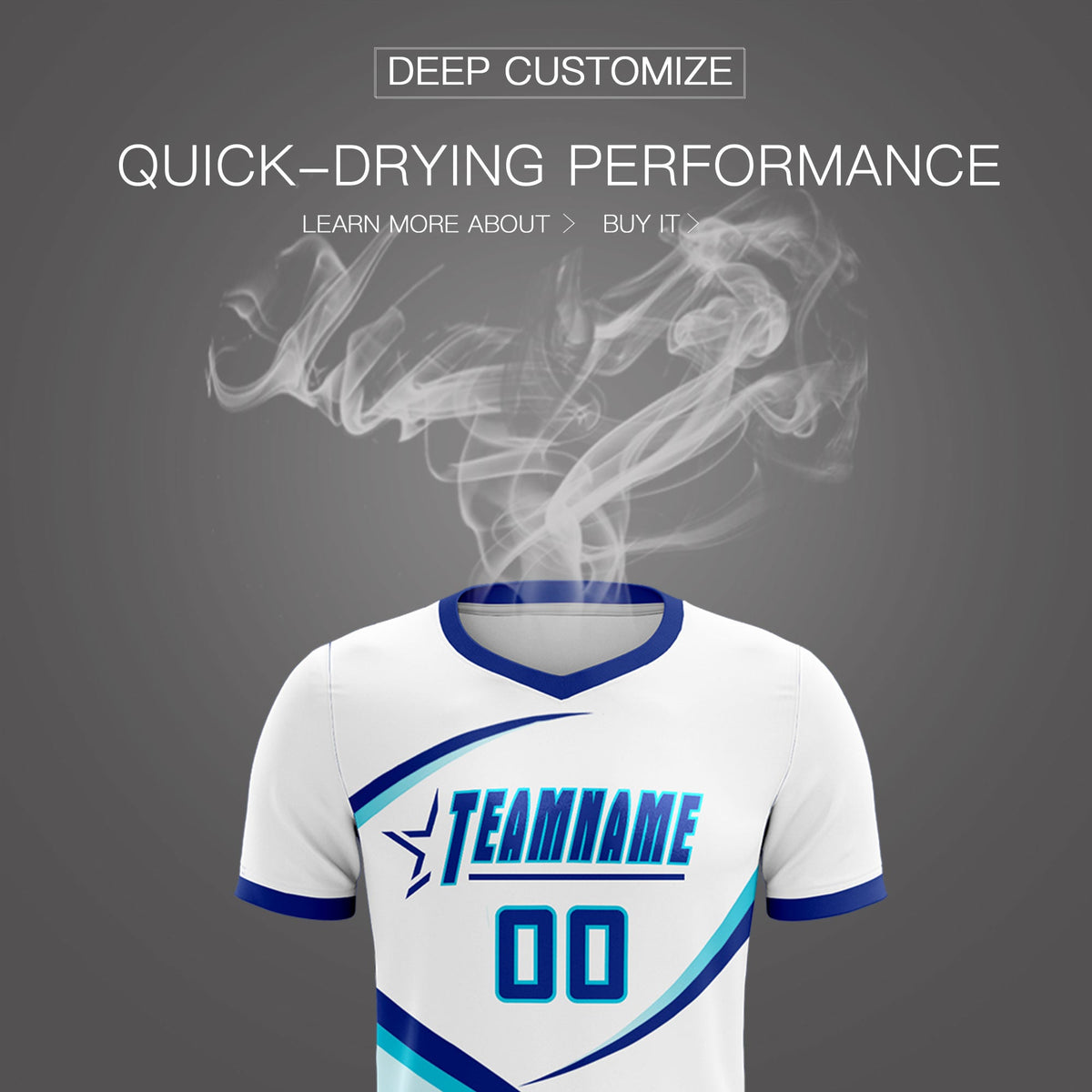 Custom White Sky Blue Color Block Training Uniform For Men Soccer Sets Jersey