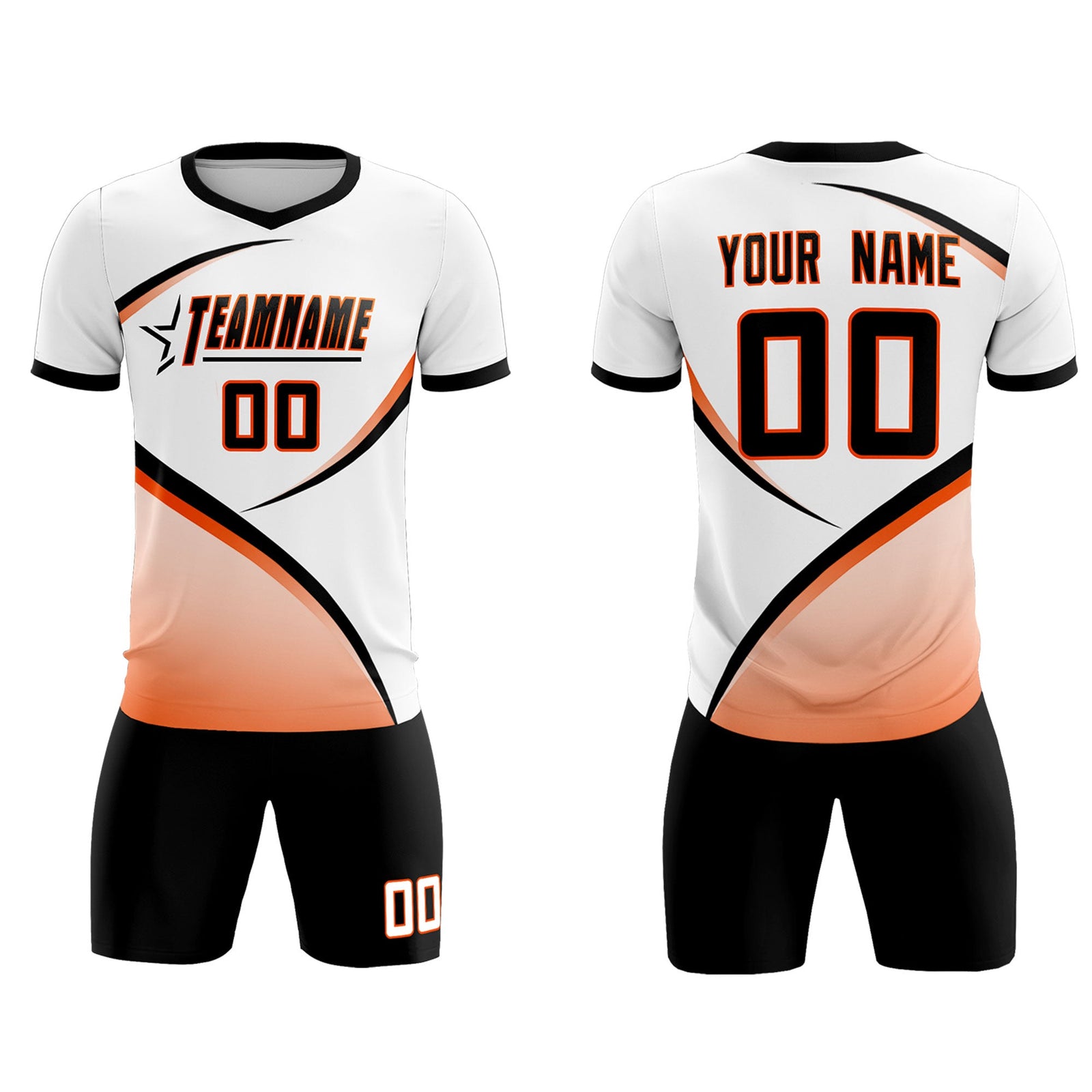 Custom White Black Color Block Training Uniform For Men Soccer Sets Jersey