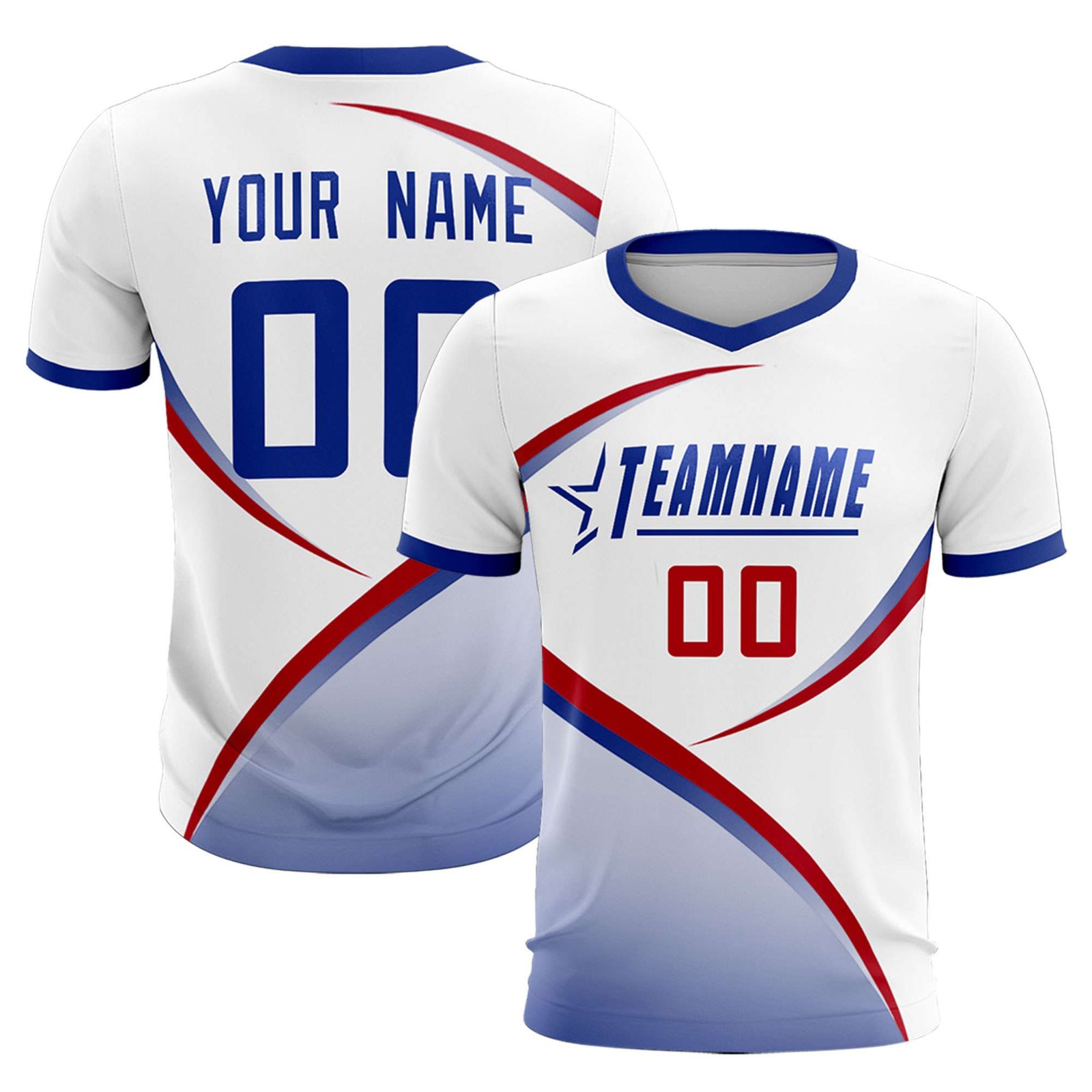 Custom White Royal Color Block Training Uniform For Men Soccer Sets Jersey