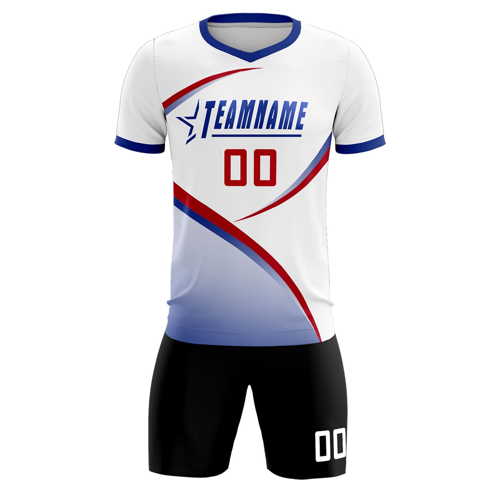 Custom White Royal Color Block Training Uniform For Men Soccer Sets Jersey