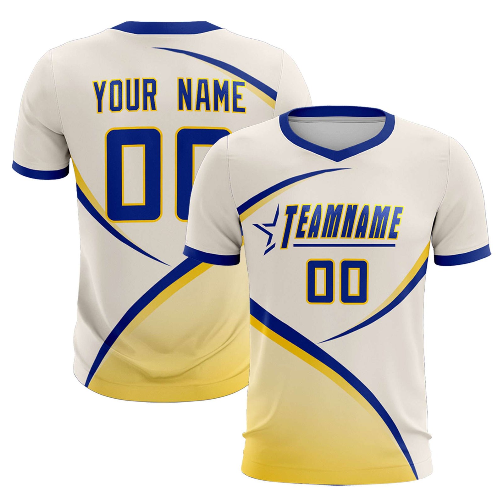Custom Cream Royal Color Block Training Uniform For Men Soccer Sets Jersey