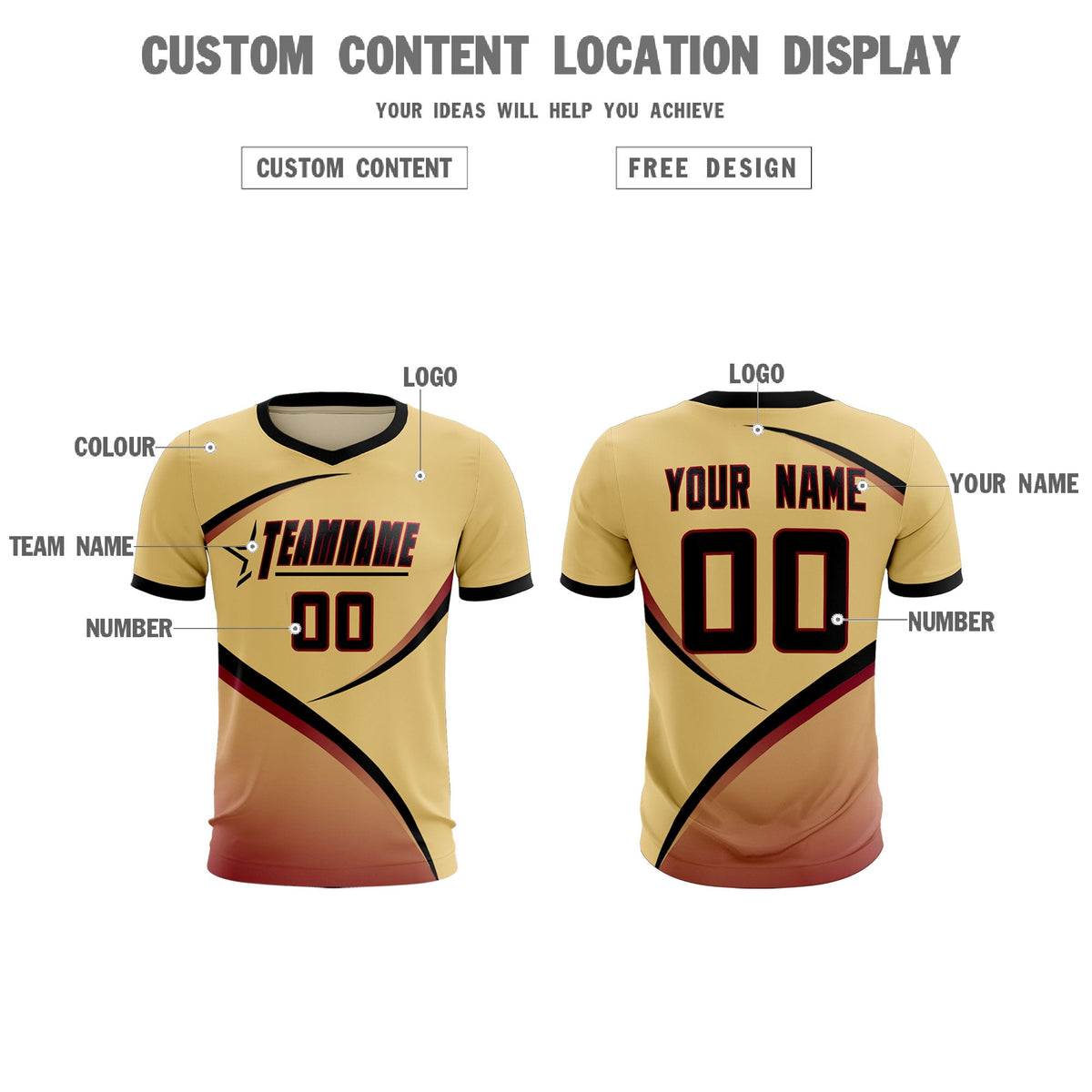 Custom Khaki Black Color Block Training Uniform For Men Soccer Sets Jersey