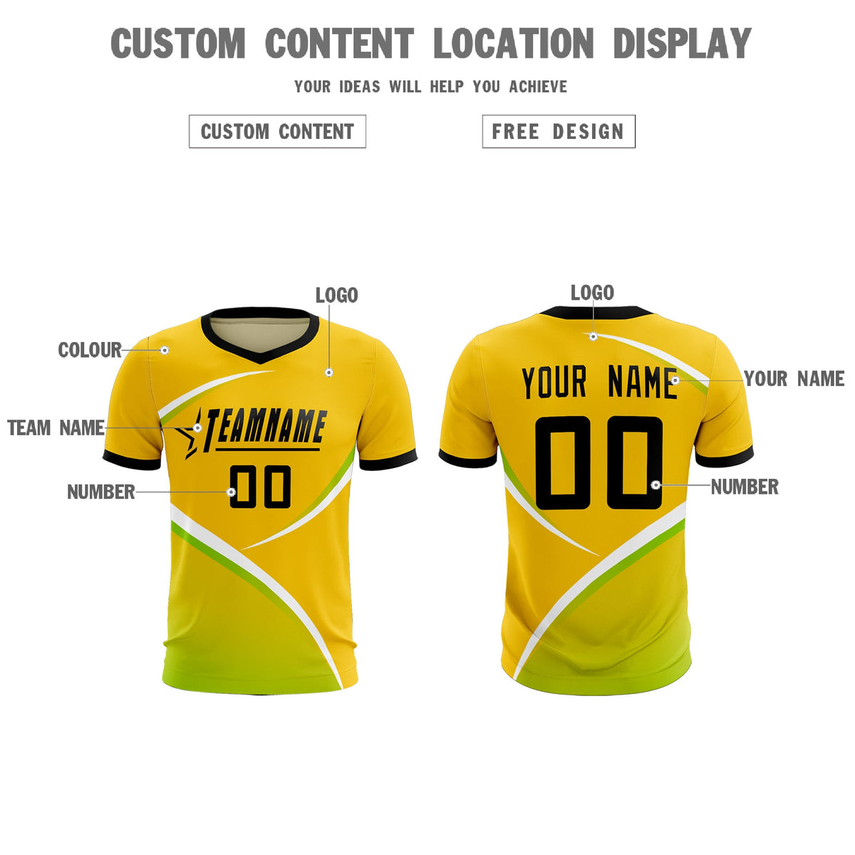 Custom Gold Black Color Block Training Uniform For Men Soccer Sets Jersey