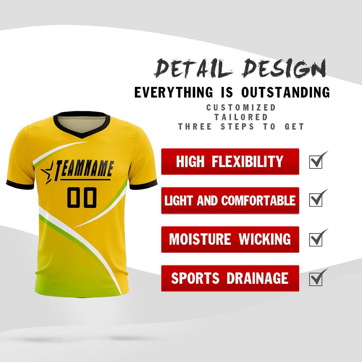Custom Gold Black Color Block Training Uniform For Men Soccer Sets Jersey