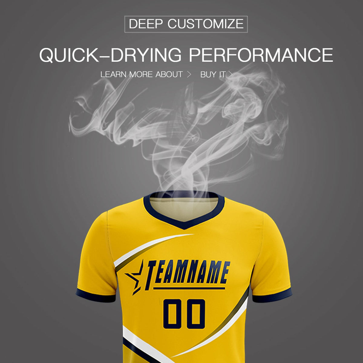 Custom Gold Navy Color Block Training Uniform For Men Soccer Sets Jersey