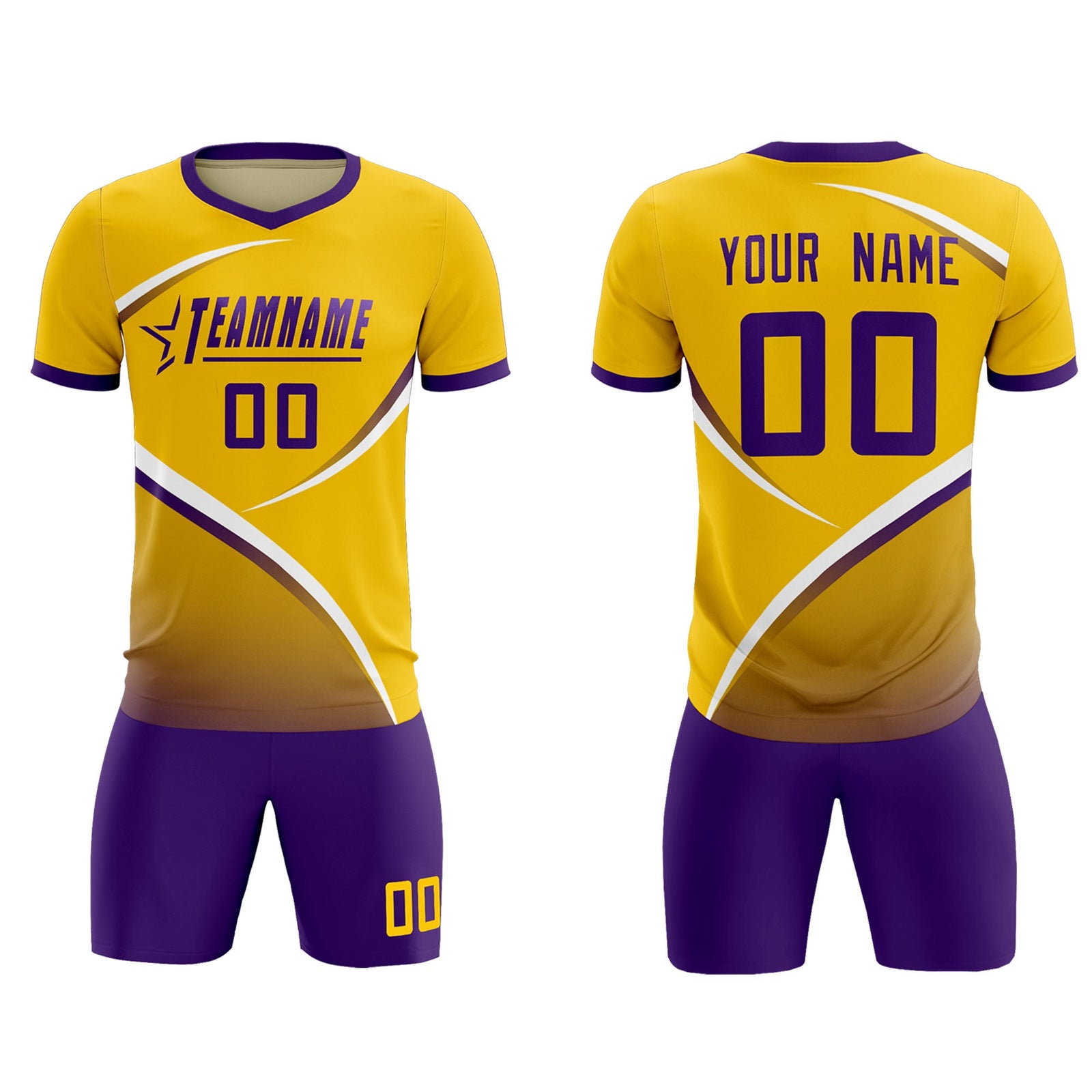 Custom Gold Old Gold Color Block Training Uniform For Men Soccer Sets Jersey