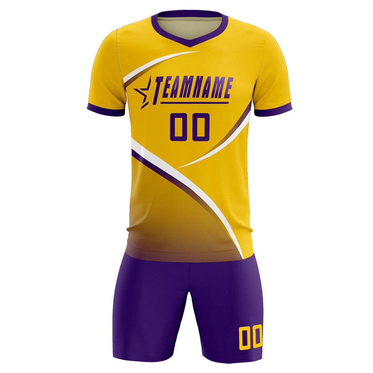 Custom Gold Old Gold Color Block Training Uniform For Men Soccer Sets Jersey