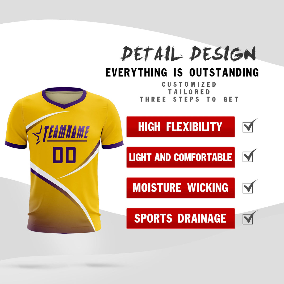 Custom Gold Old Gold Color Block Training Uniform For Men Soccer Sets Jersey