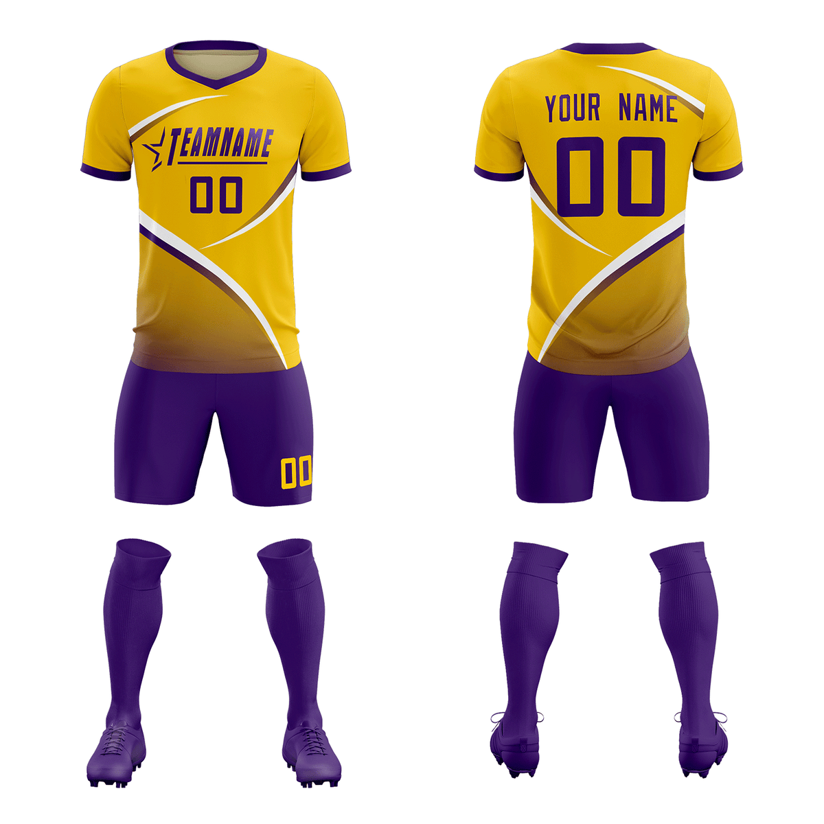 Custom Gold Old Gold Color Block Training Uniform For Men Soccer Sets Jersey