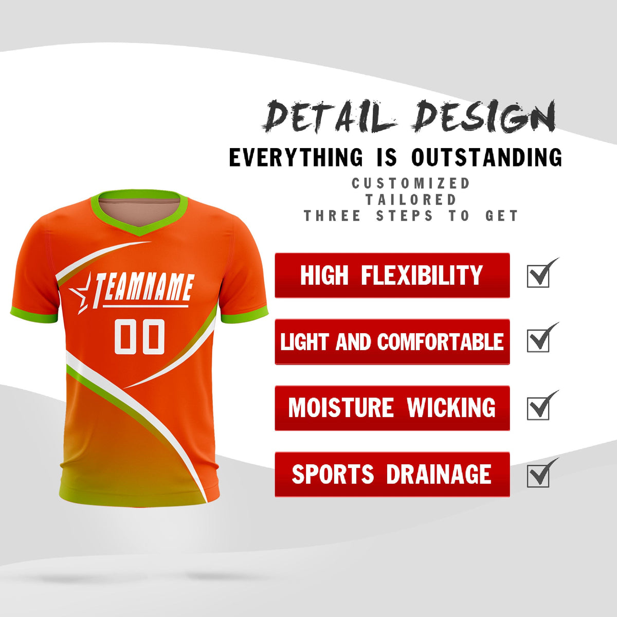 Custom Orange Neon Green Color Block Training Uniform For Men Soccer Sets Jersey