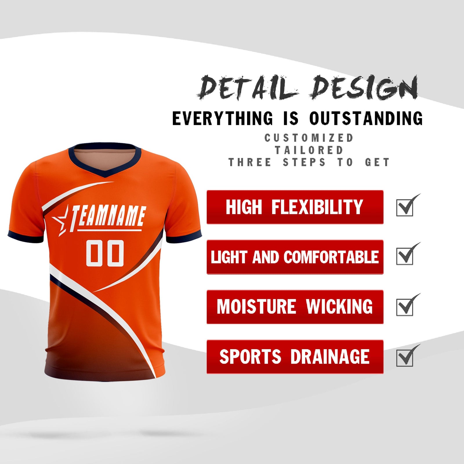 Custom Orange Navy Color Block Training Uniform For Men Soccer Sets Jersey