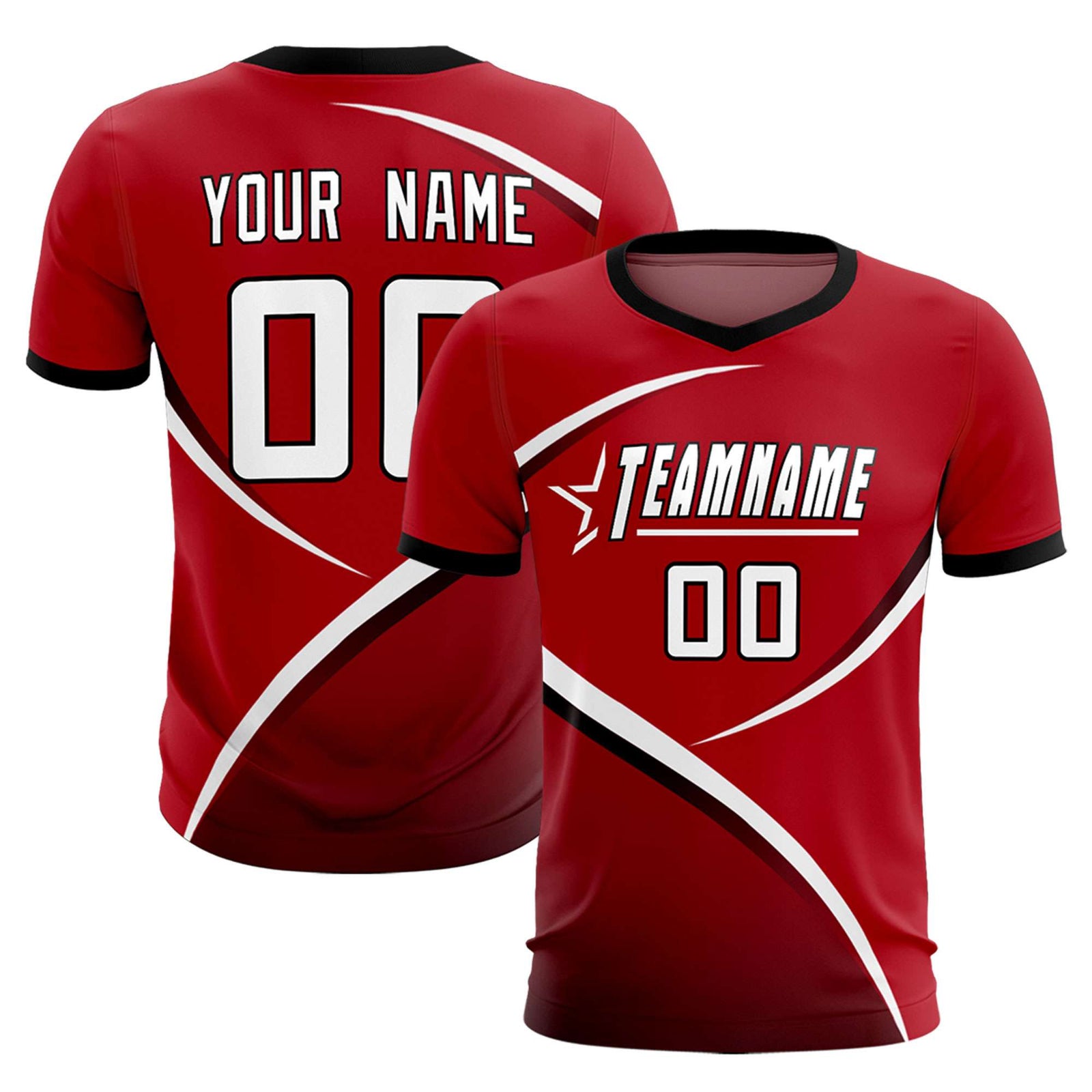 Custom Red Black Color Block Training Uniform For Men Soccer Sets Jersey