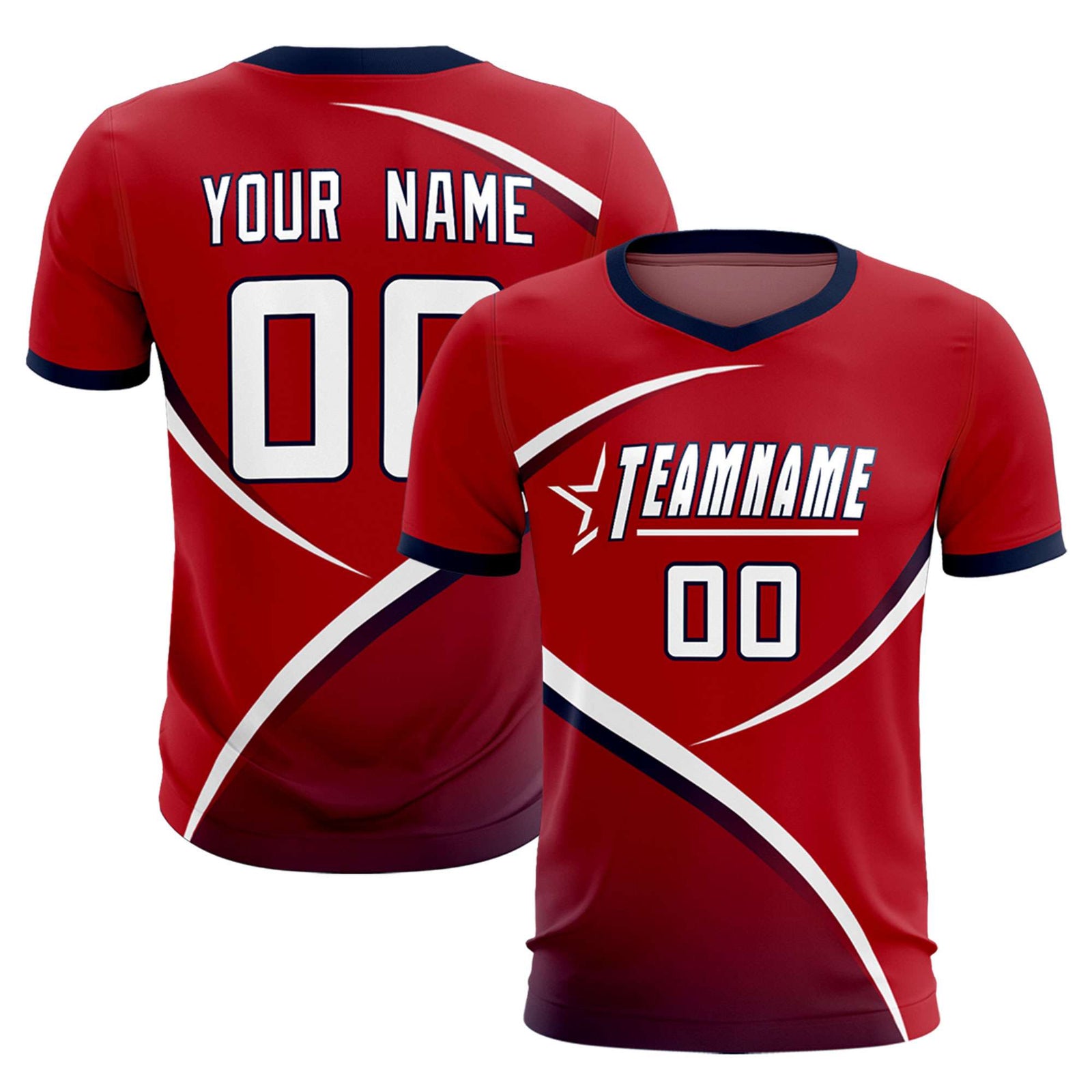 Custom Red Navy Color Block Training Uniform For Men Soccer Sets Jersey