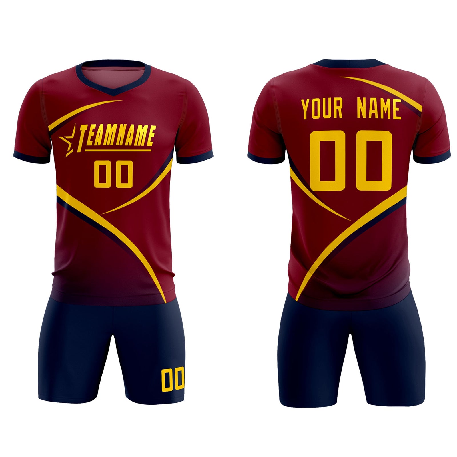 Custom Crimson Navy Color Block Training Uniform For Men Soccer Sets Jersey