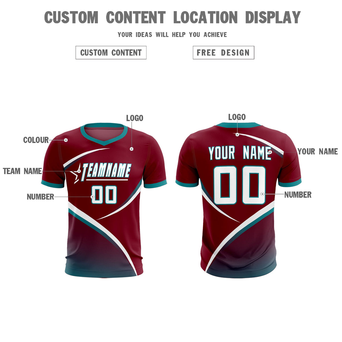 Custom Crimson Aqua Color Block Training Uniform For Men Soccer Sets Jersey