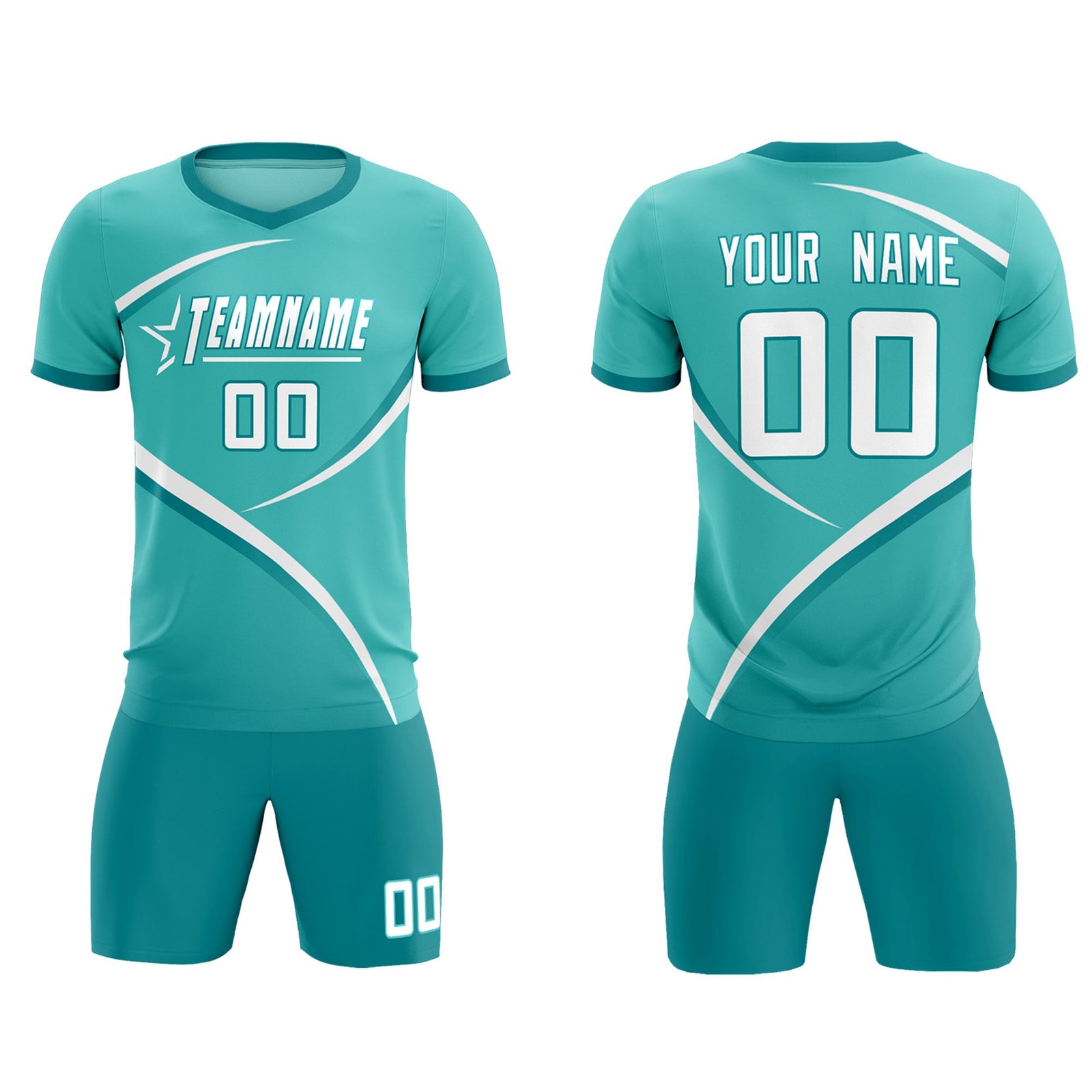 Custom Bright Green Aqua Color Block Training Uniform For Men Soccer Sets Jersey