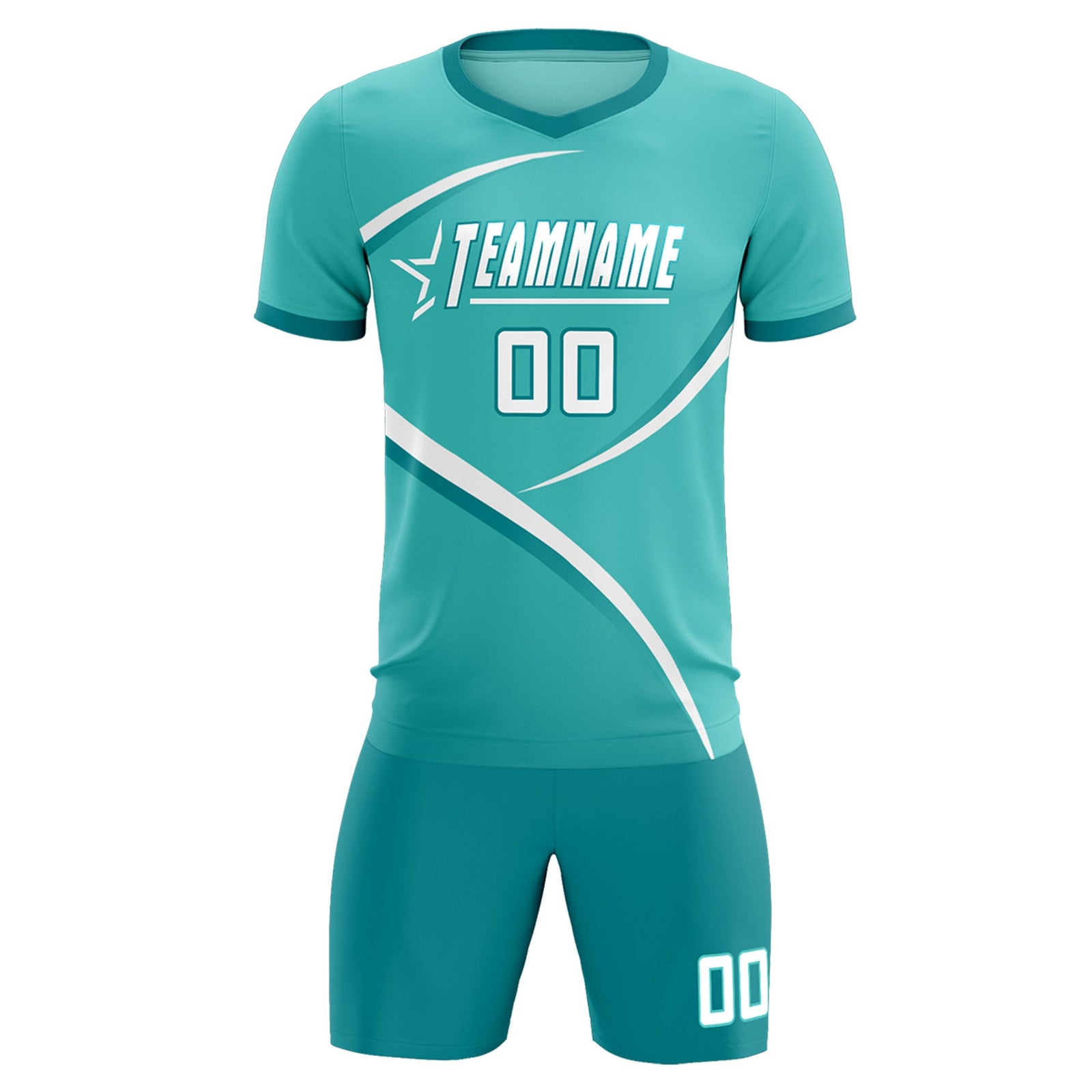 Custom Bright Green Aqua Color Block Training Uniform For Men Soccer Sets Jersey