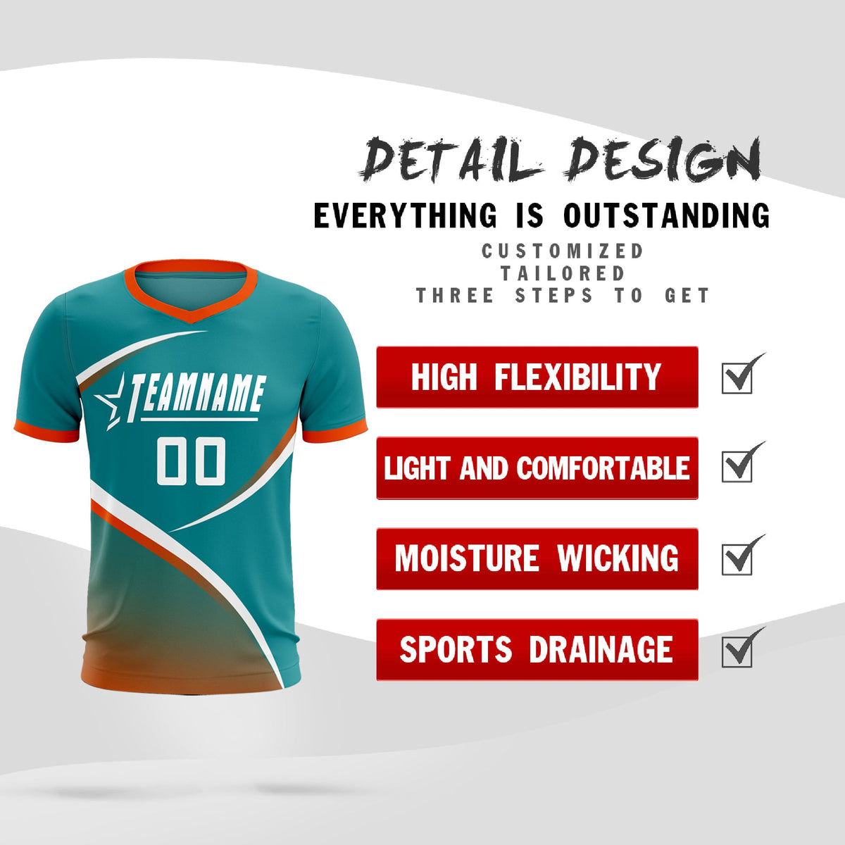 Custom Aqua Orange Color Block Training Uniform For Men Soccer Sets Jersey