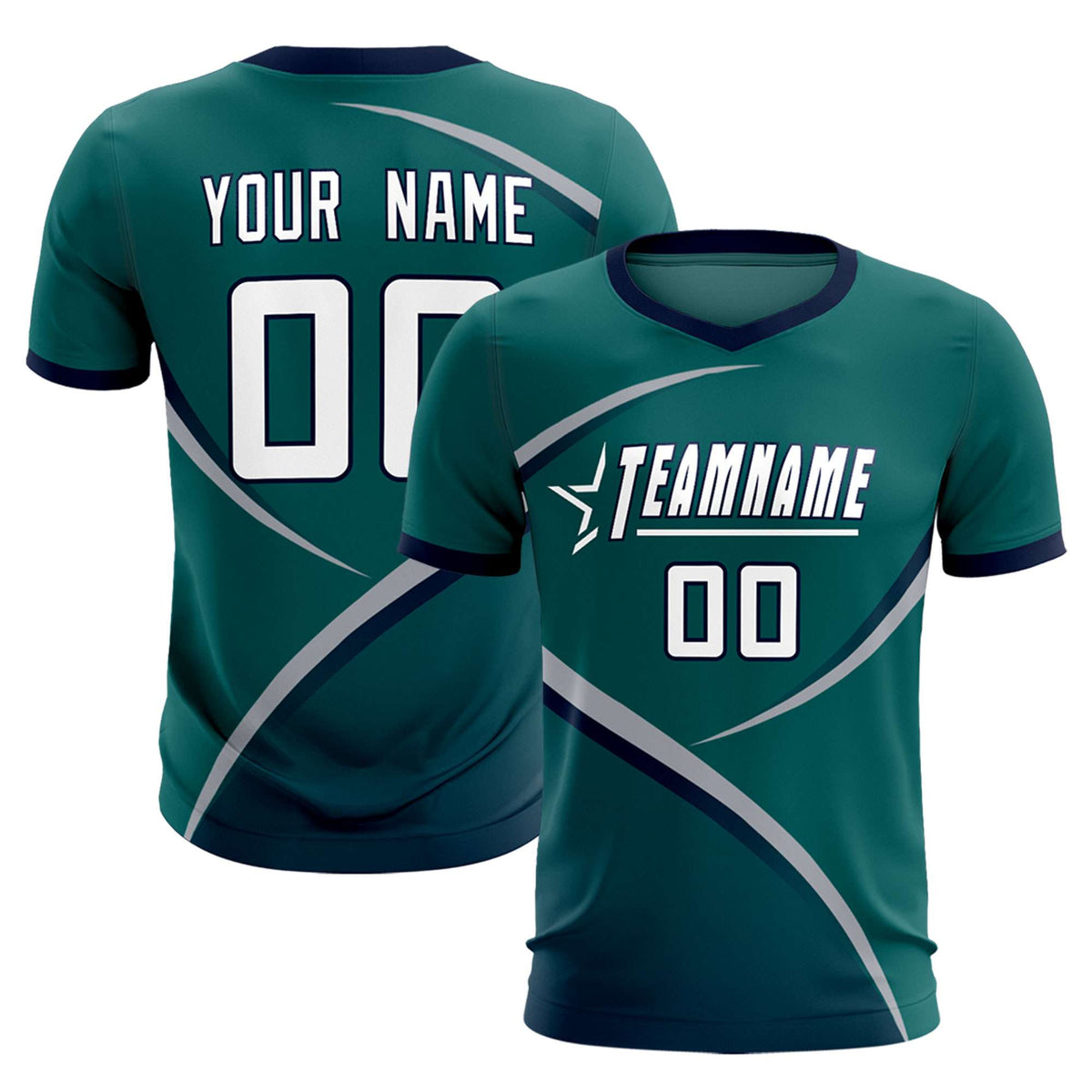 Custom Aqua Navy Color Block Training Uniform For Men Soccer Sets Jersey