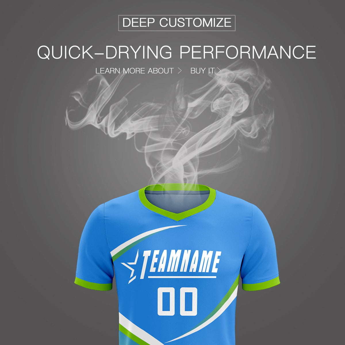 Custom Powder Blue Neon Green Color Block Training Uniform For Men Soccer Sets Jersey