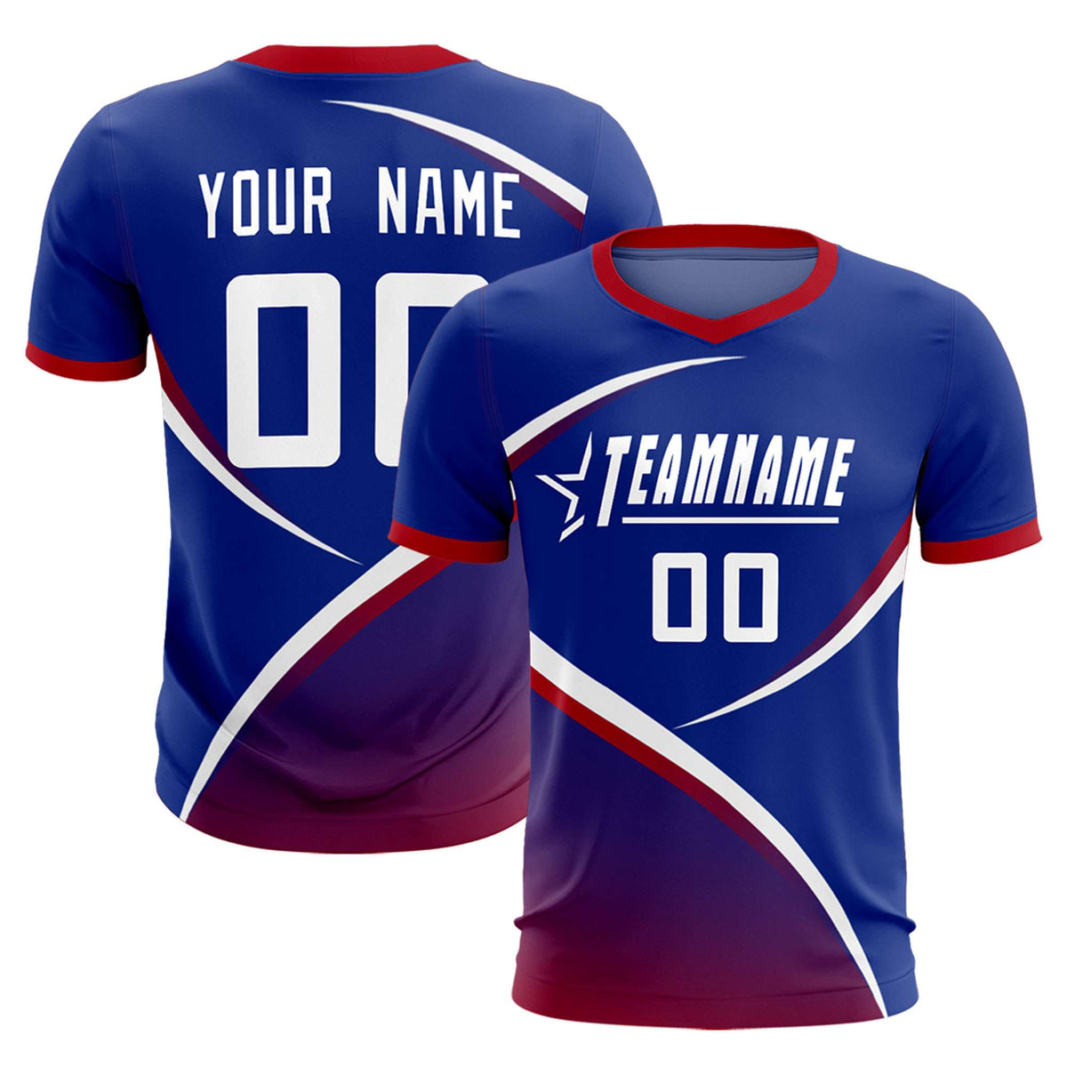 Custom Royal Red Color Block Training Uniform For Men Soccer Sets Jersey