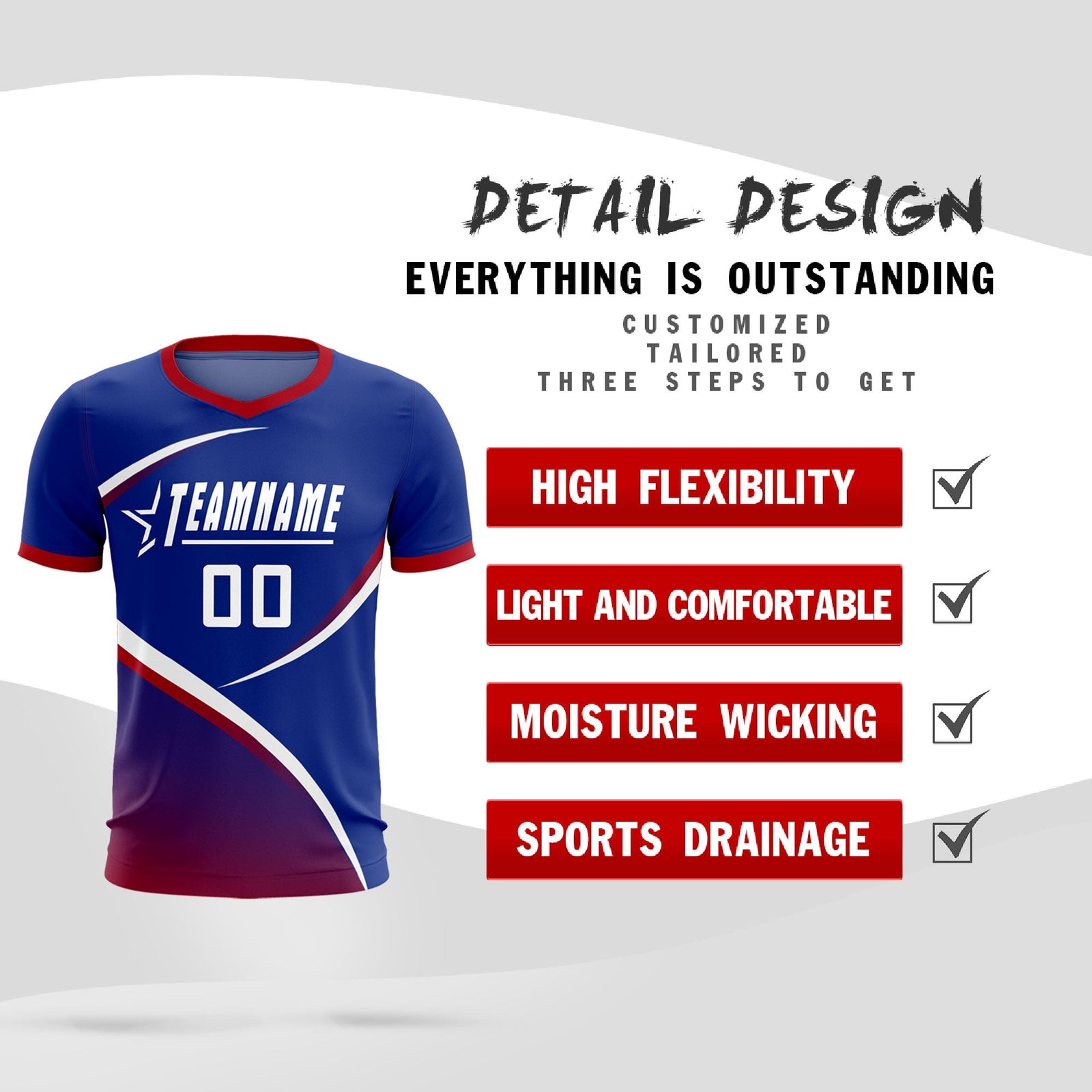 Custom Royal Red Color Block Training Uniform For Men Soccer Sets Jersey