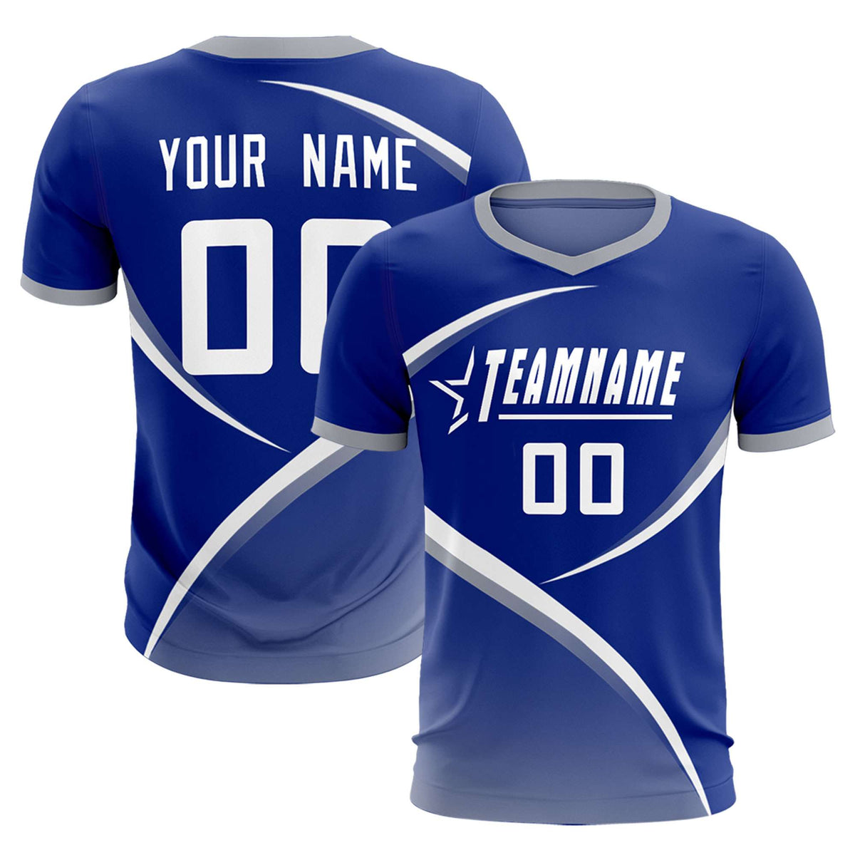 Custom Royal Gray Color Block Training Uniform For Men Soccer Sets Jersey