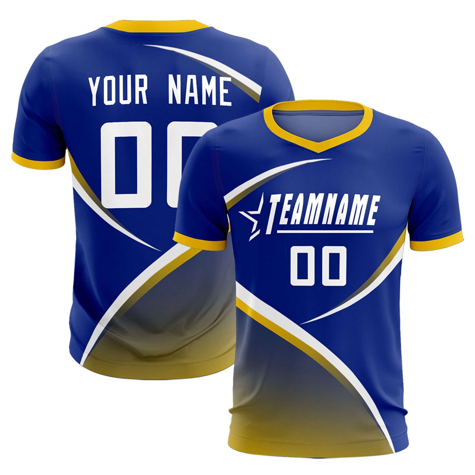 Custom Royal Gold Color Block Training Uniform For Men Soccer Sets Jersey