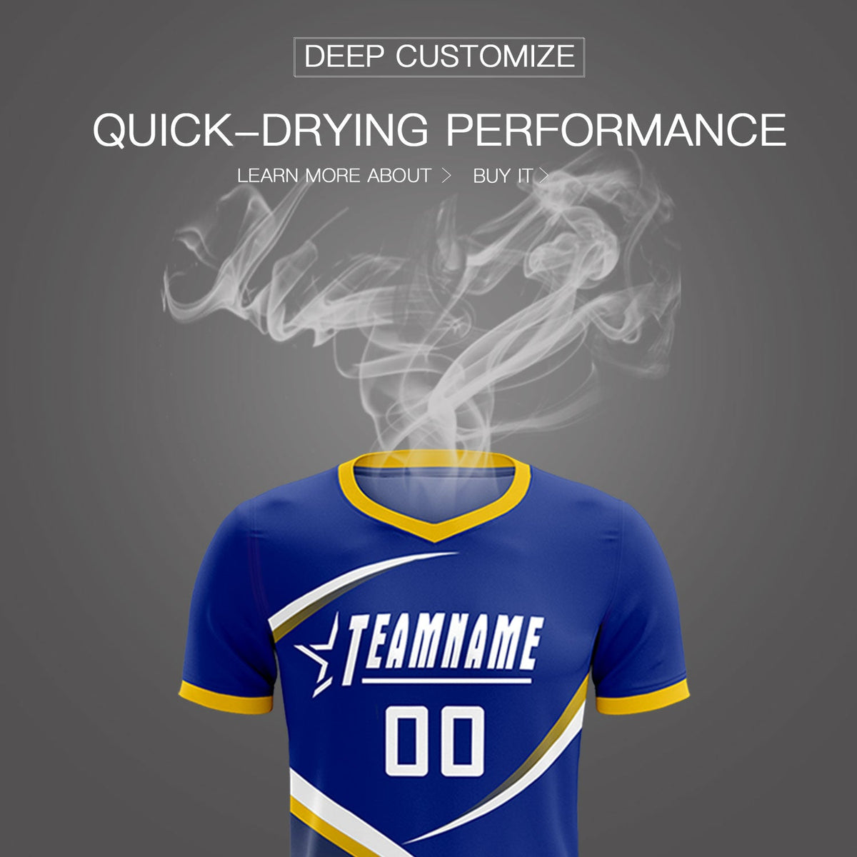 Custom Royal Gold Color Block Training Uniform For Men Soccer Sets Jersey