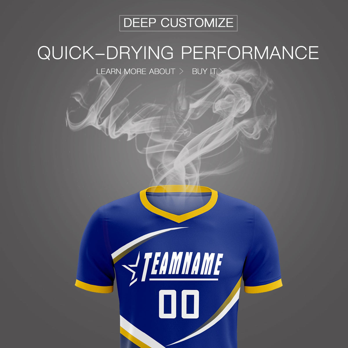 Custom Royal Gold Color Block Training Uniform For Men Soccer Sets Jersey