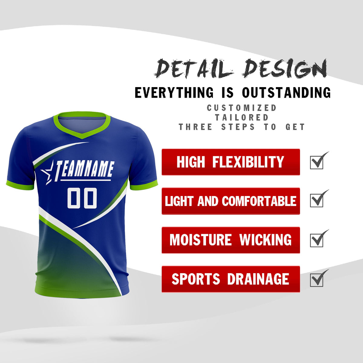 Custom Royal Neon Green Color Block Training Uniform For Men Soccer Sets Jersey