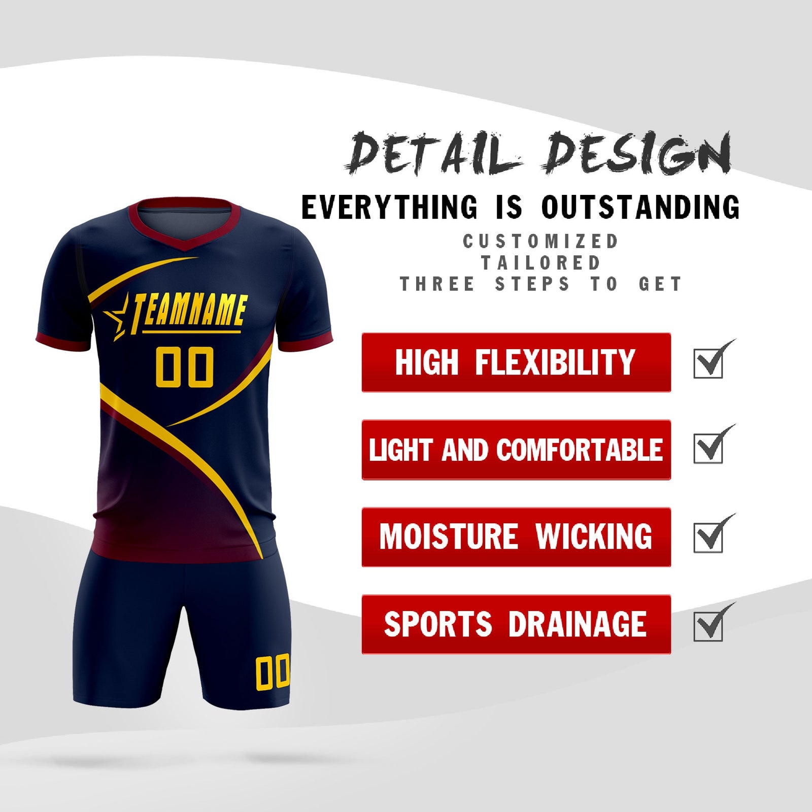Custom Navy Navy Color Block Training Uniform For Men Soccer Sets Jersey