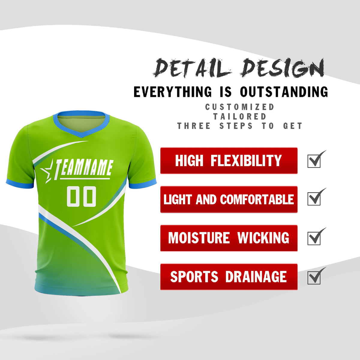 Custom Neon Green Powder Blue Color Block Training Uniform For Men Soccer Sets Jersey