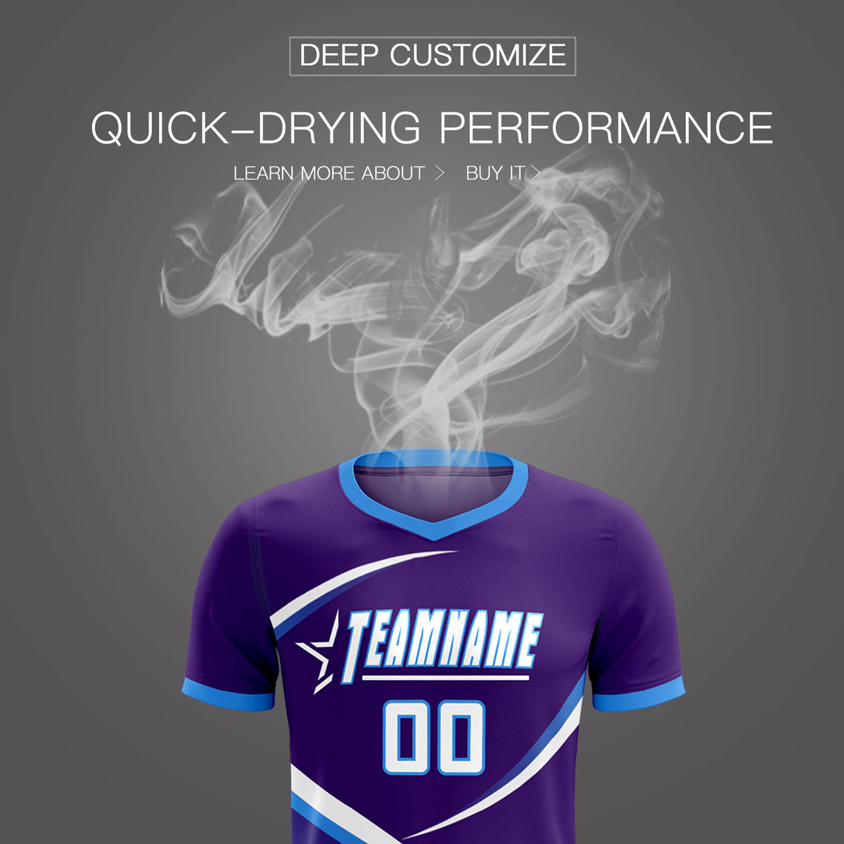 Custom Purple Powder Blue Color Block Training Uniform For Men Soccer Sets Jersey