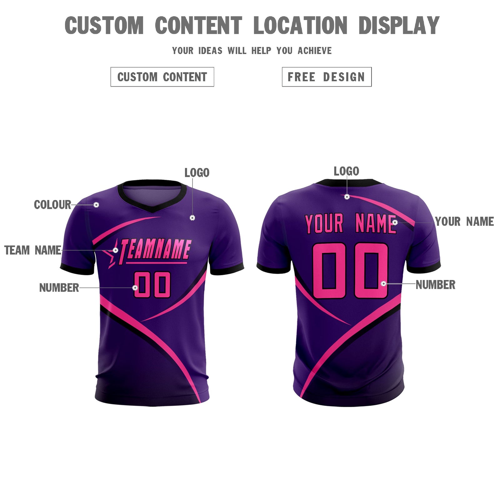 Custom Purple Black Color Block Training Uniform For Men Soccer Sets Jersey