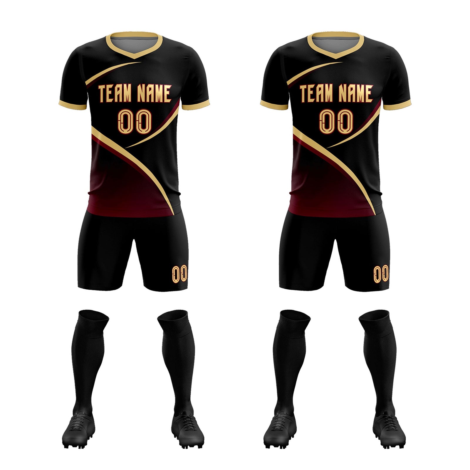 Custom Black Khaki Color Block Training Uniform For Men Soccer Sets Jersey