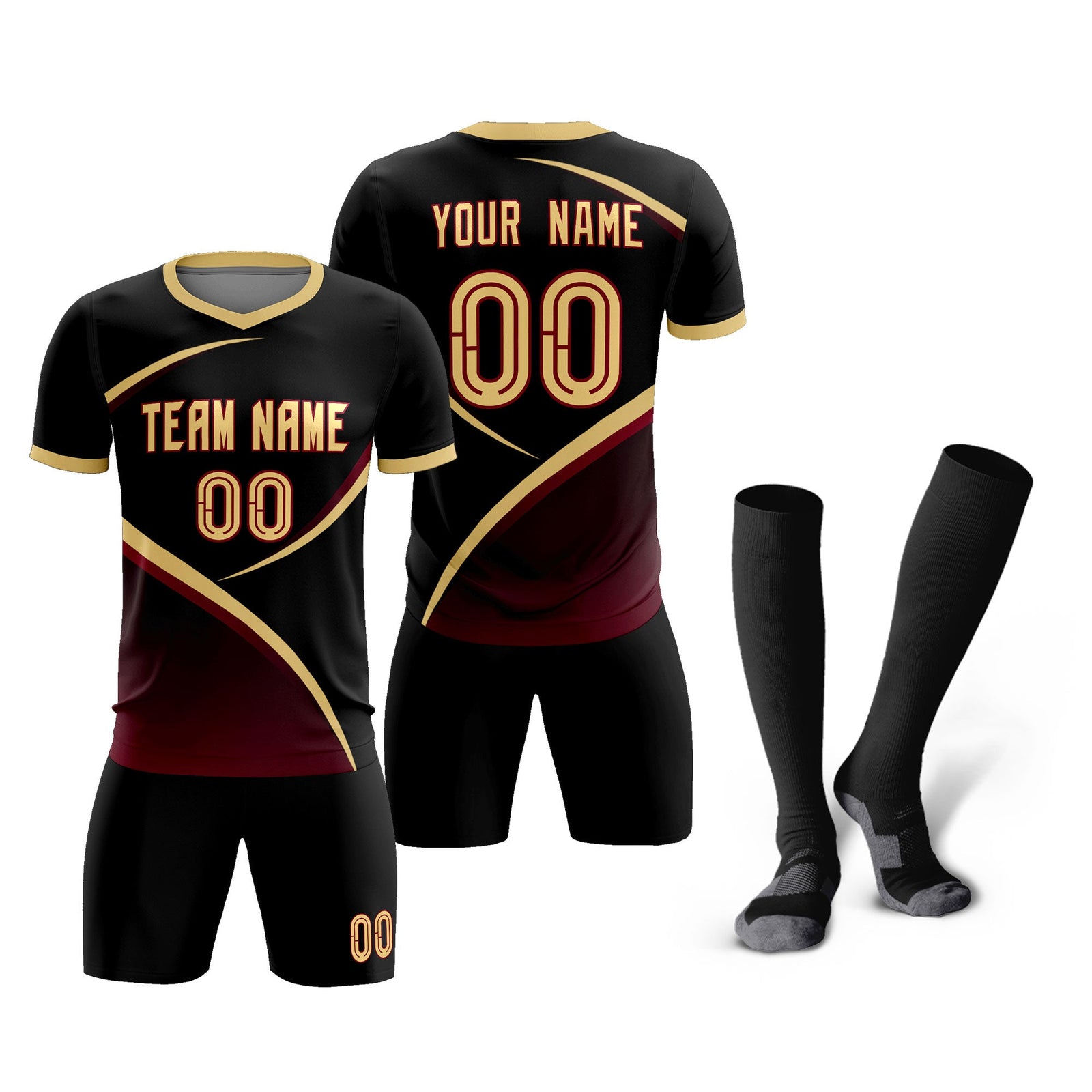 Custom Black Khaki Color Block Training Uniform For Men Soccer Sets Jersey