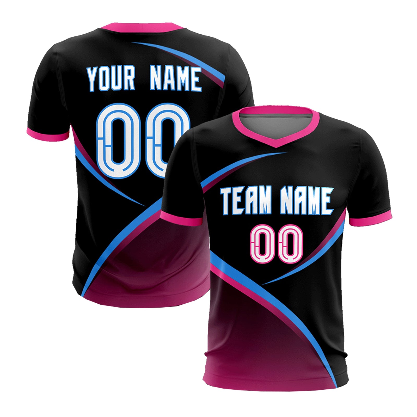 Custom Black Pink Color Block Training Uniform For Men Soccer Sets Jersey
