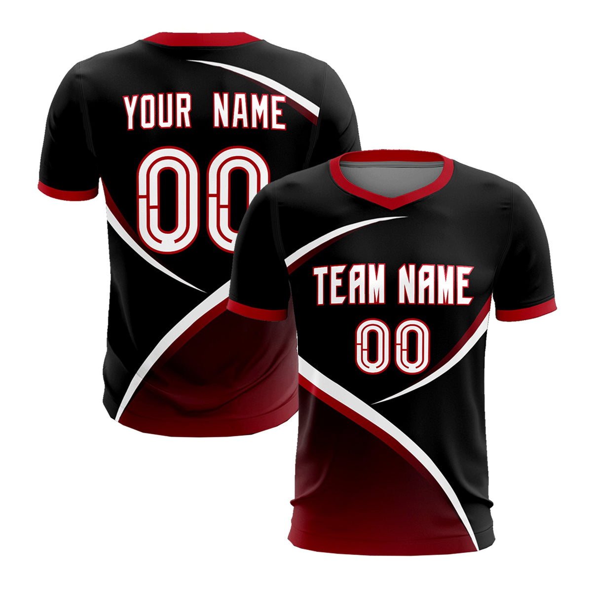 Custom Black Red Color Block Training Uniform For Men Soccer Sets Jersey