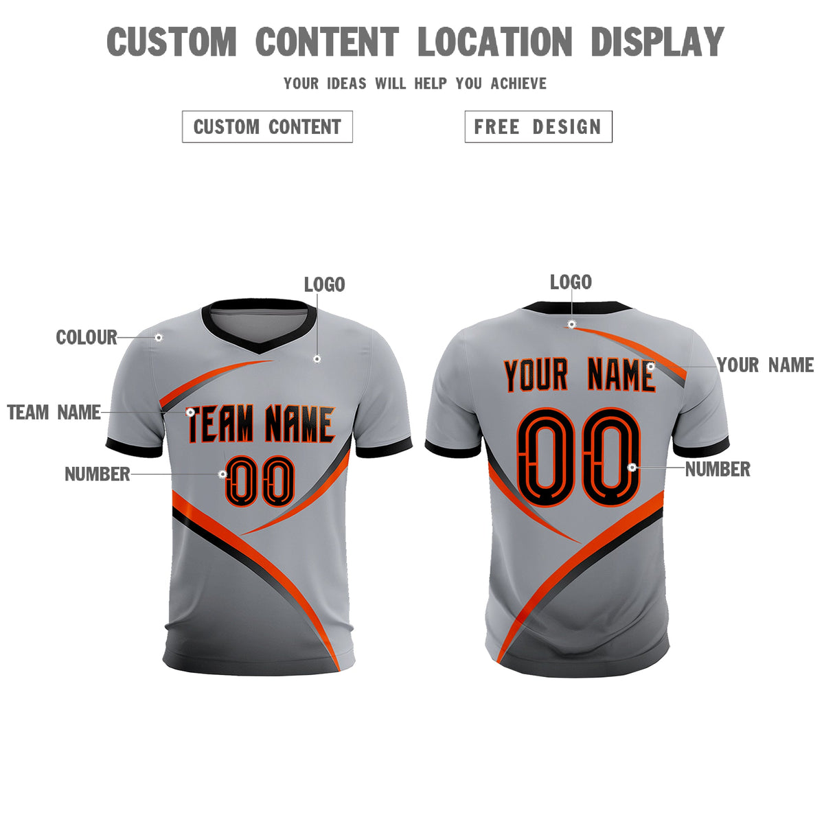 Custom Gray Black Color Block Training Uniform For Men Soccer Sets Jersey
