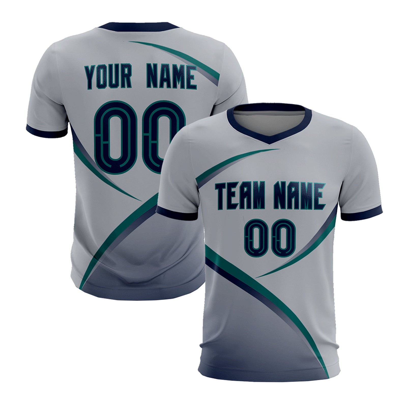 Custom Gray Navy Color Block Training Uniform For Men Soccer Sets Jersey