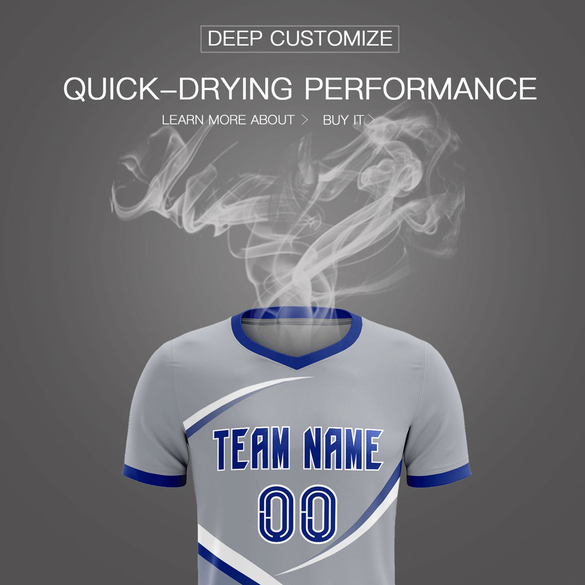 Custom Gray Royal Color Block Training Uniform For Men Soccer Sets Jersey